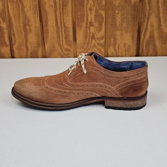 Ted Baker London Guri Mens Sz 10 Suede Wingtip Brogue Oxford Shoes Brown - Picture 3 of 11